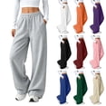 thumbnail image 3 of cocolona Sweatpants for Women Fall Trendy Casual Baggy Wide Leg Sweat Pants Drawstring Running Workout Joggers with Pockets, 3 of 7