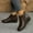 #155-Brown, variant on Wowcloth Women's Retro Ankle Boots – Comfortable Side Zipper Round Toe Wedge Heel with Versatile Design for Fashionable Casual Wear in Autumn and Winter