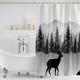 thumbnail image 3 of Deer Forest Shower Curtain, Waterproof Shower Curtains for Bathroom, Retro Country Trees Mountain Nature Scenery Washable Fabric Bathtub Curtain Set Bath Decor with 12 Hooks 72"x78", 3 of 8
