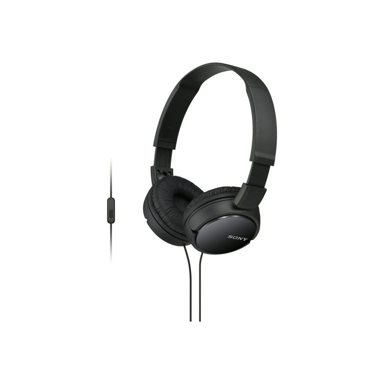 Sony MDR-ZX110AP EXTRA BASS Headphones with Mic- Black - Walmart.com