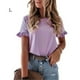 thumbnail image 1 of Sonducket Camiseta de mujer Cuello Top de verano Manga corta Algodón Chica Paño Prendas para la parte del cuerpo Púrpura L, 1 of 2