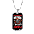 thumbnail image 1 of Lifesaver A Badass Firefighter Stainless Steel or 18k Gold Dog Tag 24" Chain, 1 of 8