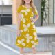 thumbnail image 2 of Girls Summer Dress Tween Dresses Floral A-Line Dress Short Sleeve Casual Summer Dress with Colorful Flower Print for Kids ,Sie:120, 2 of 7