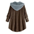 thumbnail image 3 of Kiplyki Save Big Winter Tops for Women Plus Size Button Plush Hooded Loose Cardigan Wool Coat Jacket, 3 of 3