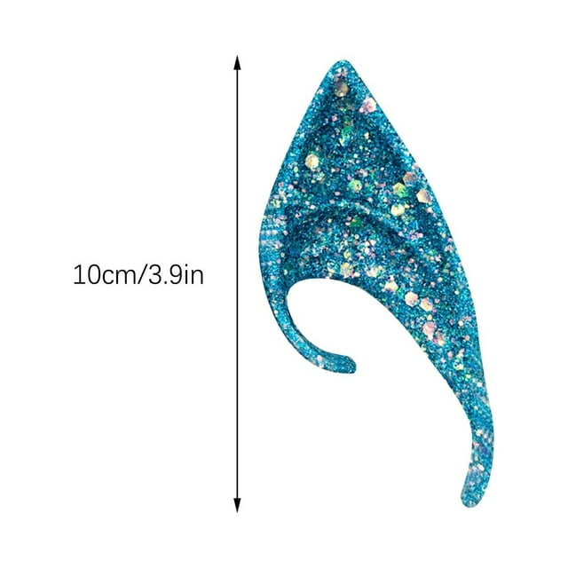 SDNall Glitter Pointed Elf Ears for Women, Halloween Cosplay Party Fairy Costume Accessories, Easy To Wear 10Cm Pixie Ear Cuffs