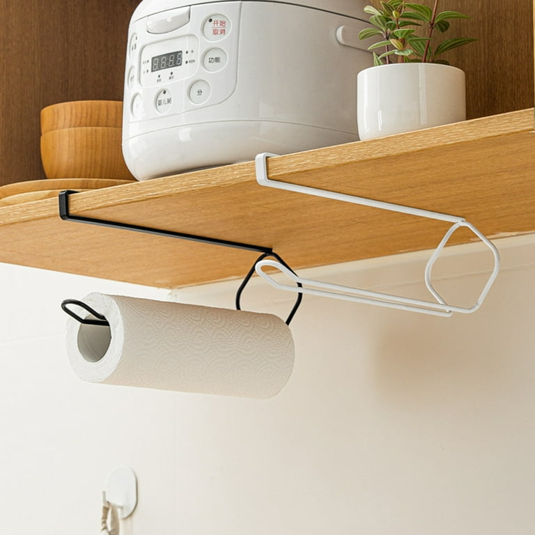 Travelwant Paper Towel Holder, Hanger Paper Rolls Rack Under Cabinet, Durable Paper Towel Hook for Kitchen/Bathroom/Toilet/Pantry, Black