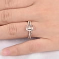 thumbnail image 5 of Special 1.50 Carat Emerald Cut Real Morganite and Man made diamond moissanite Engagement Ring Bridal Set Sterling Silver with 18k Gold Plating, 5 of 5