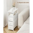 thumbnail image 5 of PrimeCook Shop Narrow Night Stand with Charging Station, Slim End Table with Plugins, Tall Side Table with 3 Fabric Drawer, Small Bedside Table with Storage, Set of 2, Living Room, Bedroom, White, 5 of 16