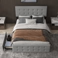 thumbnail image 2 of Joyspirit Upholstered Queen Platform Bed Frame with 4 Built-in Underbed Storage Drawers, Headboard, and Sturdy Slat Support, Accommodates up to 800 lbs, Gray, 2 of 8