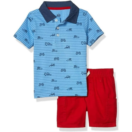 Kids Headquarters Boys 12-24 Months Polo Woven Short Set (Blue 12 Months)