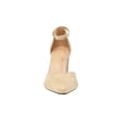 thumbnail image 2 of Chase & Chloe Women's Nude Block Heel Ankle Strap Pumps, Closed-Toe Faux Suede Dress Shoes, 2 of 4