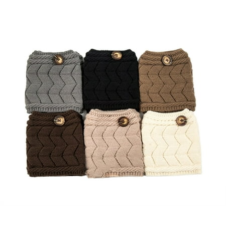 

Women W-shaped Solid Color Leg Warmer Boot Cover Double-layer Thick Button Socks