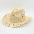 thumbnail image 3 of Yigetop Straw Cowboy Hats for Women, Soft Beach Hats Women's Outdoor Sun Hats Fashionable Hats Hand Woven Hats Cowgirl Hat Beige One Size, 3 of 10
