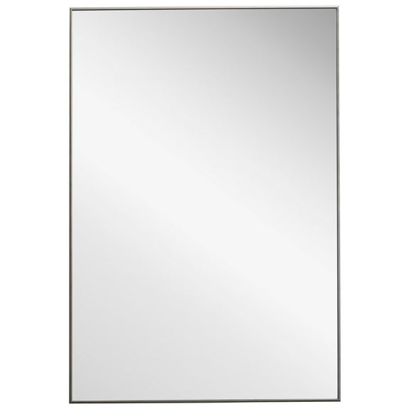 Benjara Rectangular Thin Wooden Frame Mirror, Silver