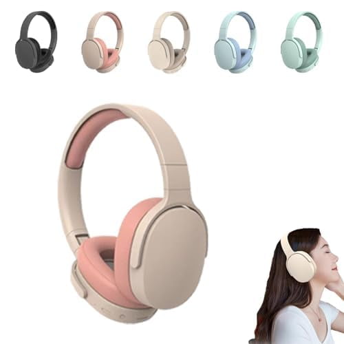 Echosilence X Headphones, 2024 New Inallseason Headphones, Memory Foam Ear Cups, Bilateral Stereo Sound Headphones, Over The Ear Noise Canceling Headphones Wireless Bluetooth for Gym (Pink)