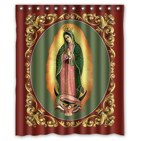 Greendecor Our Lady Of Guadalupe Virgin Mary Waterproof Shower Curtain Set With Hooks Bathroom Accessories Size 60x72 Inches