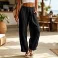 thumbnail image 2 of Sahpxhe Cotton Linen Pants Women Loose Wide Leg Comfy Palazzo Pants Breathable Casual Long Trousers Black XL, 2 of 8