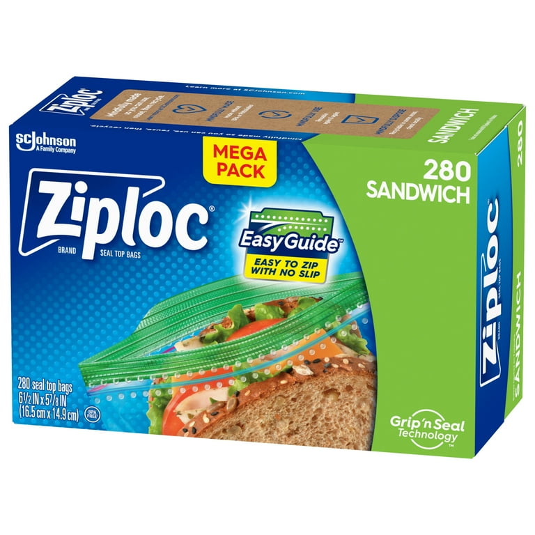 Ziploc® BPA-Free Sandwich Storage Bags with EasyGuide™ Seal, 280