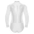 thumbnail image 2 of Zaldita Men One Piece Latin Dance Leotard Sheer Mesh Figure Skating Bodysuit Romper White XL, 2 of 5