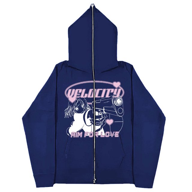 Sudaderas de chica oscura europea y americana para hombres y mujeres, sudaderas con capucha góticas para parejas, sudadera de Cremallera larga de talla grande Harajuku 2023