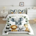 thumbnail image 2 of Manfei Wild Animal Elephant Full Size Comforter Sets,Zebra Lions Giraffe Bedding Comforter Set,Cute Zoo Animal Bedding Sets For Girls Kids,Breathable Home Decor Reversible,3pcs, 2 of 8