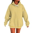 thumbnail image 2 of Dasayo Women's Sweatshirt Yellow Plus Size Lightweight Long Sleeve Striped Pocket Drawstring Hoodies Womens Tops XL, 2 of 3