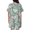 thumbnail image 3 of Naloa Hand Drawn Chickens Women's Short-Sleeved Pajama Set, Loungewear, Summer pajamas, Breathable Cozy - Medium, 3 of 9