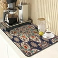 thumbnail image 3 of Coffee Mat for Countertops, Flower Vintage Blue Mandala Turkish Dish Drying Mat 2 Pcs for Kitchen Coffee Bar Accessories, Fit Under Coffee Maker Espresso Machine Dish Rack Hide Stain Rubber 12x19in, 3 of 6