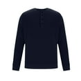 thumbnail image 4 of ZCFZJW Mens Casual Waffle Knit Striped Shirts Lightweight Solid Color Long Sleeve Button Down V Neck Henley T-Shirts Trendy Workout Pullover Tops Navy XXXL, 4 of 7