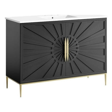Modway Awaken 48" Bathroom Vanity in White Black