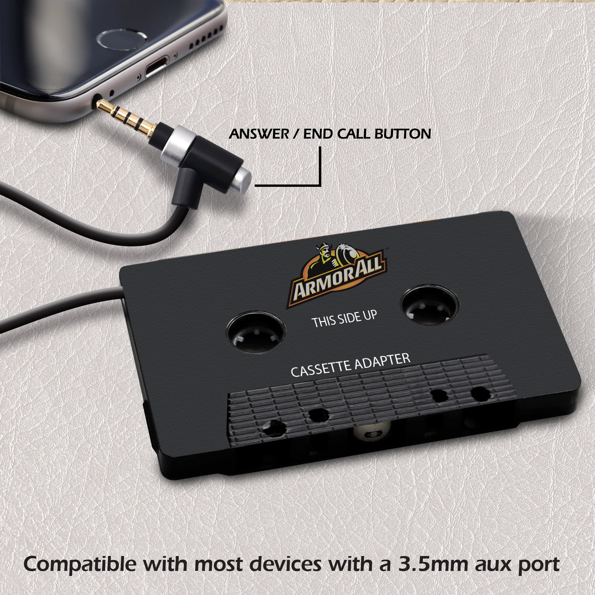 Armor All Universal Audio Aux Cassette 3.5mm Adapter, Connect  Smartphones/Tablets, 