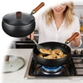 thumbnail image 1 of Klonfd Uncoated Thick Japanese Cookware 9.5 In Multifunctional Non Stick Wok With Lid, 1 of 6