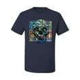 thumbnail image 2 of Wild Bobby, Colorful Abstract Skull Face Streetwear Men's Graphic T-Shirt, Navy, Large, 2 of 3