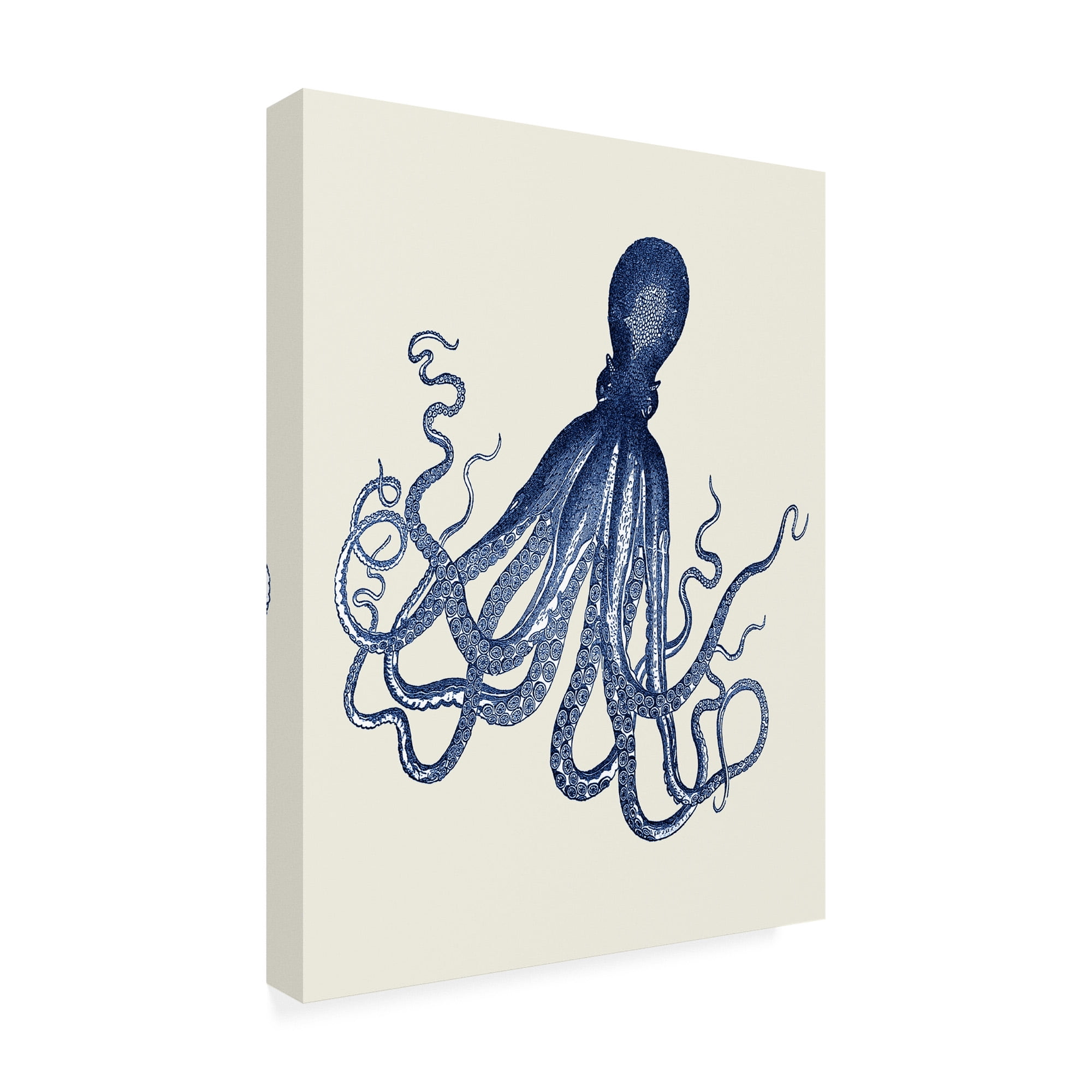 Trademark Fine Art 'Blue Octopus On Cream E' Canvas Art by Fab Funky