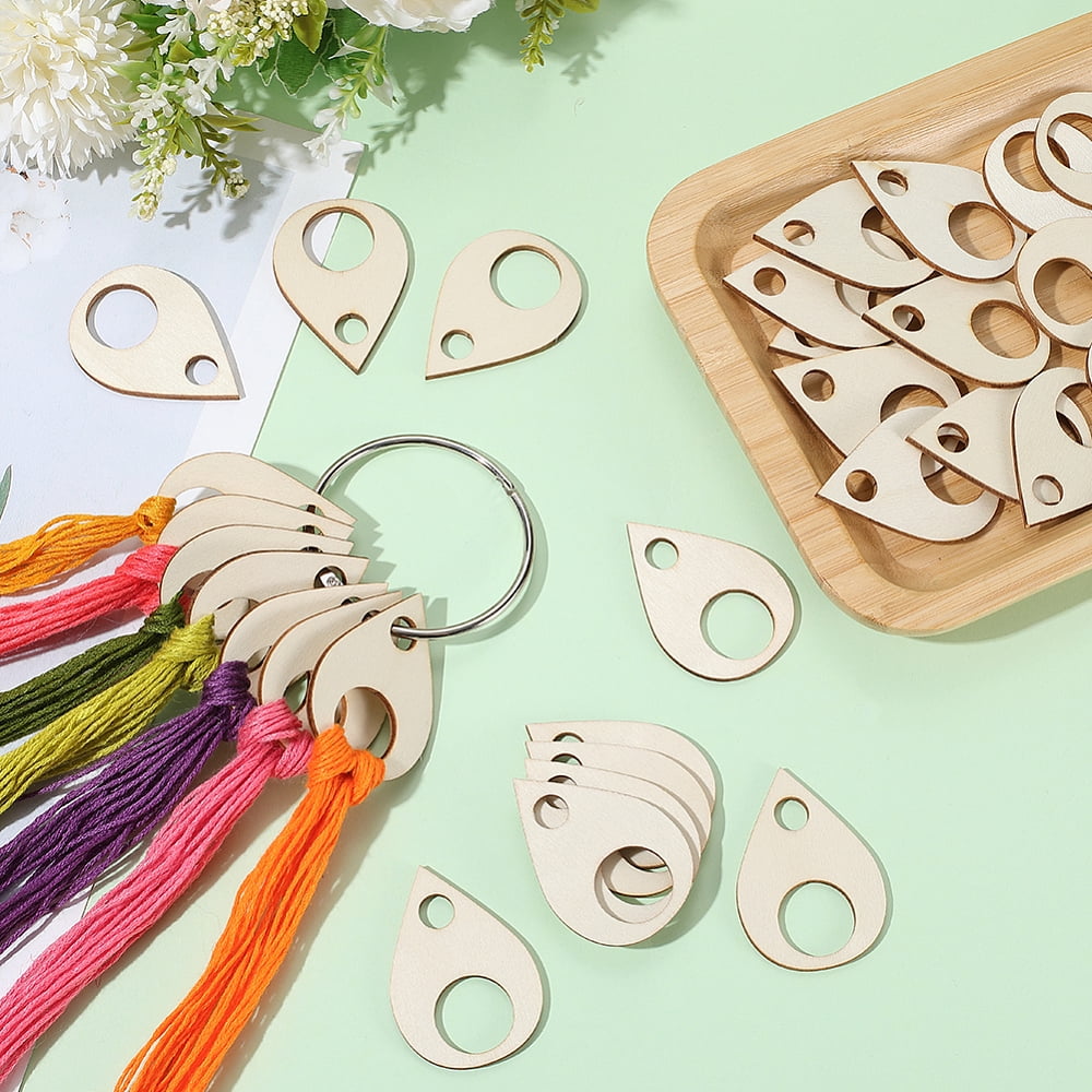 100Pcs MDF Board Bobbins Teardrop 1PC Iron Loose Leaf Book Binder Hinged Rings Teardrop 49.5x34.5x2mm DIY