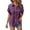 Purple, variant on Button Up Short Sleeve Shirt for Women, Casual Ladies Blouse with V Neck and Batwing Sleeves, Loose Fit Collared Summer Top in Solid Colors