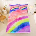 thumbnail image 4 of Manfei Ink Rainbow King Sheets, Bling Galaxy Stars Bedding, Pink Purple, 4 Pieces, 1 Flat Sheet, 1 Fitted Sheet and 2 Pillowcases, 4 of 6
