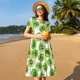 thumbnail image 4 of Balery Green Kiwi Vestidos sueltos de manga corta para mujer, vestidos de verano 2025, vestidos casuales de corte A con vuelo., 4 of 6