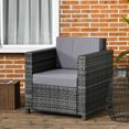 thumbnail image 2 of Outsunny Patio Rattan Single Sofa with Cushions Armrests for Garden Grey, 2 of 10