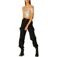 thumbnail image 6 of Allegra K Women's  Metallic Shiny Party Off Shoulder Crop Top, 6 of 7