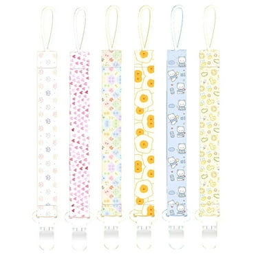 XIRQI 6Pcs Pacifier Clip,Multipurpose Lanyard Pacifier Holder,Simple and Cute Design Binky Clips