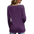 thumbnail image 2 of U.Vomade Women's Solid Button T-Shirt Long Sleeve Top, 2 of 5
