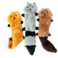 thumbnail image 2 of ZippyPaws - Skinny Peltz No Stuffing Squeaky Plush Dog Toy, Fox, Raccoon, and Squirrel, 2 of 4