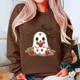 thumbnail image 4 of GaThRRgYP Soft Brushed Round Neck Long Sleeve Women,Women's Fashion Long Sleeve Round Neck T-Shirt Printing Loose Blouse Hoodless Sweatshirts Coffee XXL, 4 of 5