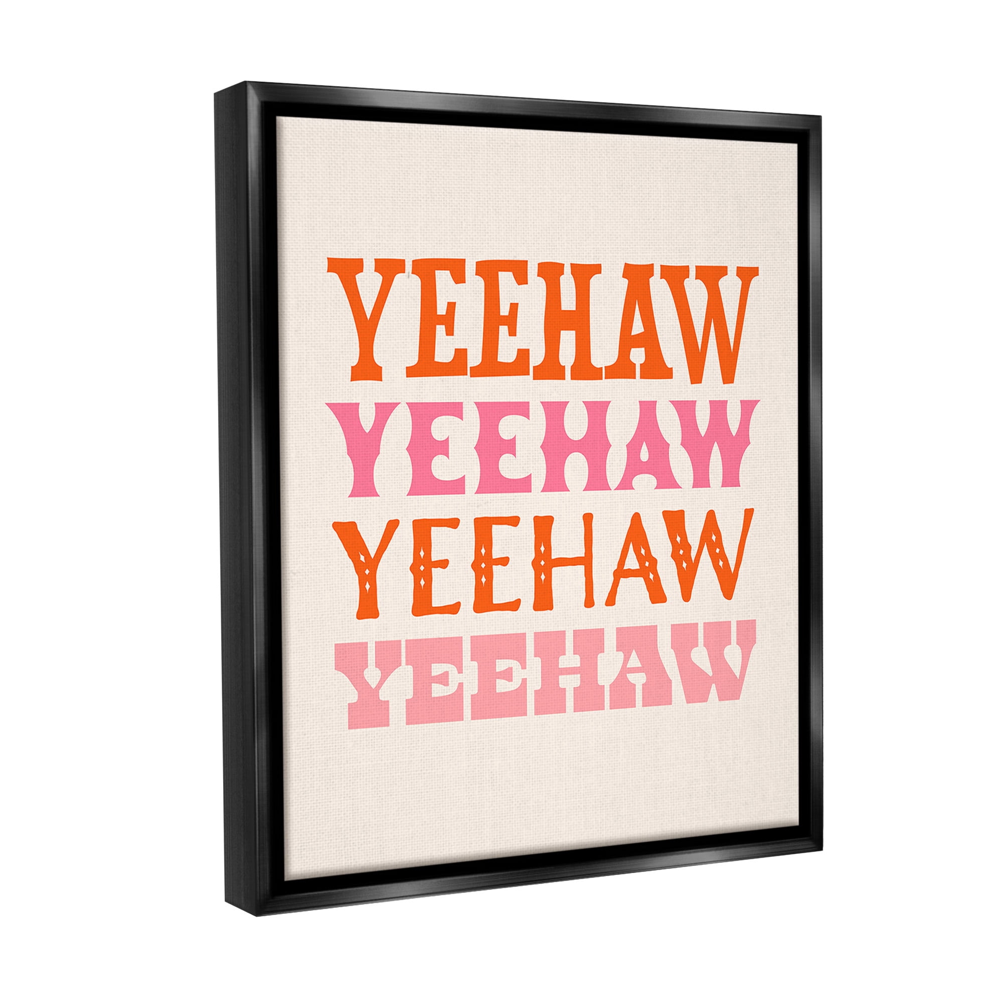 Stupell Industries Yeehaw Country Typography Typography Painting Black Floater Framed Canvas Art Print Wall Art, 17 x 21