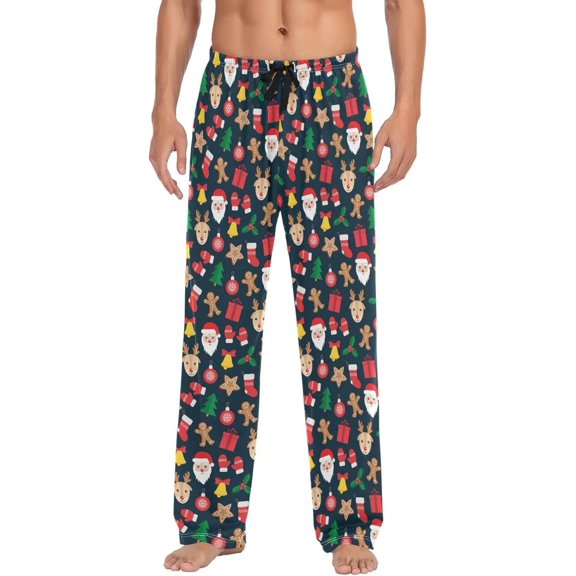GZHJMY Christmas Santa Pajama Pants for Men, Lounge Pants Lightweight Men Pajama Bottoms with Drawstring Pockets, Christmas New Year Birthday Gifts, Medium