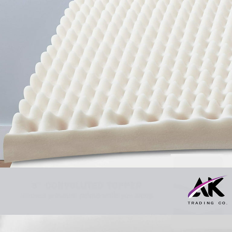 AK Trading Co. 2.5 Thick CertiPUR-US Certified Convoluted Hospital Mattress Pad, Egg Crate Foam Foam Sheet | Mattress Pad (Medical Bed, Mattress