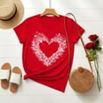 thumbnail image 2 of FRSASU T-Shirts de la Saint-Valentin pour Femmes, Jolis Hauts à Imprimé Cœur, T-Shirt Décontracté à Manches Courtes, T-Shirt Tendance à Col Rond pour le Printemps et L'Été, Rouge G(L), 2 of 7
