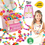 Orian Pop Beads Girls Jewelry Making Kit  With Storage and Unicorn Bag 550 Piece