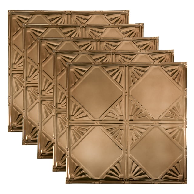 Great Lakes Tin Erie Champagne 2ft x 2ft Nail Up Ceiling Tiles (5 Pack)